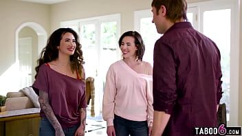 Play Lesbian couple Casey Calvert and Arabelle Raphael in a lust triangle threesome with her ex boyfriend