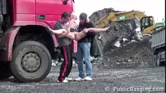 Play Petite blonde gives roadhead and gets fucked in public