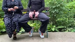 Play BBW MILF Elena Milks Stepson Outdoors in Condom