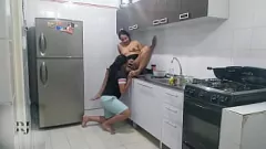 Play Lesbian MILF Gets Kinky in the Kitchen with Dildo